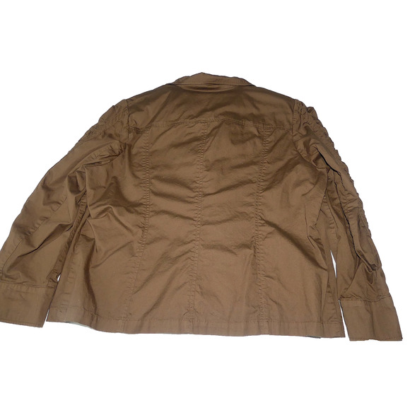 Conrad C Cotton Button Jacket Women's 18 Shirt Scrunch Sleeve Pockets Brown - Picture 6 of 9